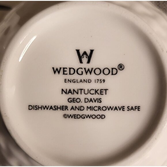 2 Wedgwood Nantucket Coffee/ Tea Cups White Basketweave Pattern - Picture 5 of 5